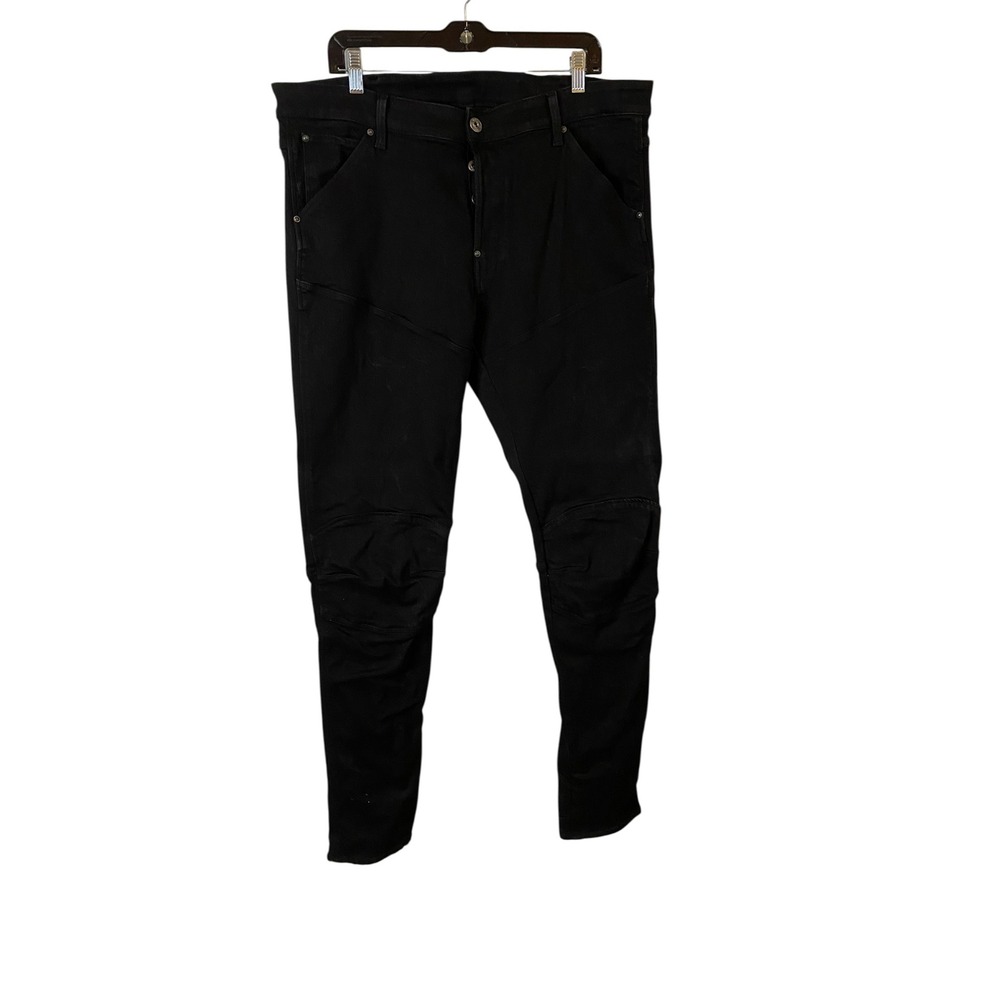 G-Star RAW 5620 3D Slim Black Moto Elwood Jeans Mens 38x36 Button Fly